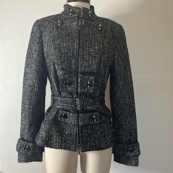 Anne Fontaine Tweed Zip Up Jacket Pockets Size 38 US 4 - Picture 4 of 13
